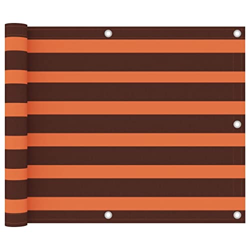 KTHLBRH Balkon-Sichtschutz Orange und Braun 75x600 cm Oxford-Gewebe, Sichtschutz Zaun, Balkonmarkisen, Balkonsichtschutz - Privatsphäre und stilvolle Dekoration für Ihren Balkon von KTHLBRH