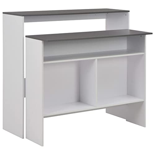 KTHLBRH Bartisch mit 2 Tischplatten Weiß und Grau Esszimmer Pflegeleichter Tisch für Restaurant 130 x 40 x 120 cm von KTHLBRH