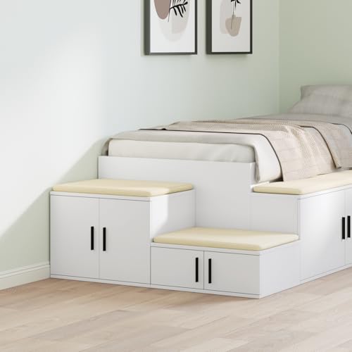 KTHLBRH Beistellschrank Weiß nachttische kommode mit schubladen for Zimmer Schlafzimmer 127x41x40 cm Holzwerkstoff KTHLBRH Beistellschrank Weiß nachttische kommode mit schubladen for Zimmer Schlafzimmer 127x41x40 cm Holzwerkstoff von KTHLBRH