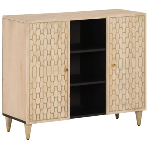 KTHLBRH Beistellschrank flurschrank gartenschrank for Schlafzimmer Wohnzimmer 90x33x75 cm Massivholz Mango von KTHLBRH