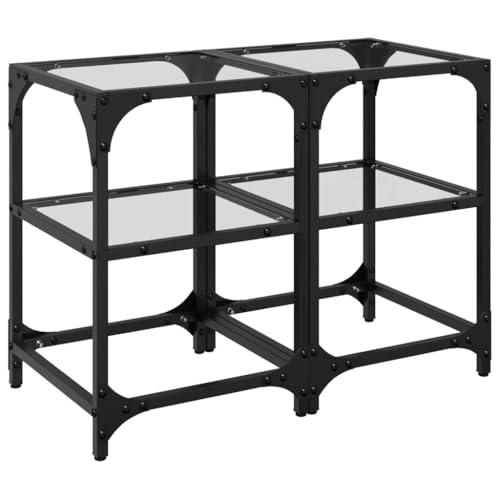 KTHLBRH Beistelltisch Garten Kleiner Beistelltisch Couch Living Room Table - Couchtische mit Glasplatte 2 STK. Transparent 30x30x45 cm Stahl für Balkon Garten Schlafzimmer Küche von KTHLBRH