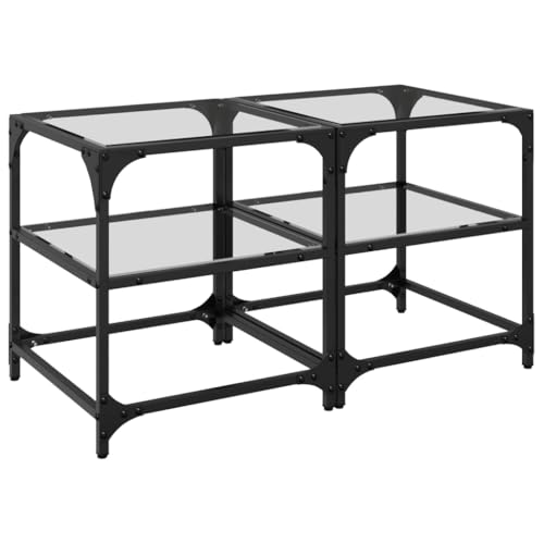 KTHLBRH Beistelltisch Garten Kleiner Beistelltisch Couch Living Room Table - Couchtische mit Glasplatten 2 STK. Transparent 40x40x45cm Stahl für Balkon Garten Schlafzimmer Küche von KTHLBRH