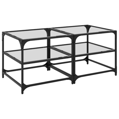KTHLBRH Beistelltisch Garten Kleiner Beistelltisch Couch Living Room Table - Couchtische mit Glasplatten 2 STK. Transparent 50x50x45cm Stahl für Balkon Garten Schlafzimmer Küche von KTHLBRH