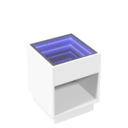 KTHLBRH Beistelltisch Klein Beistelltisch Couch Kleiner Tisch Outdoor Wohnzimmer Möbel - Couchtisch mit Infinity-LED Weiß 40x40x50 cm für Balkon Küche Schlafzimmer Wohnzimmer KTHLBRH Beistelltisch Klein Beistelltisch Couch Kleiner Tisch Outdoor Wohnzimmer Möbel - Couchtisch mit Infinity-LED Weiß 40x40x50 cm für Balkon Küche Schlafzimmer Wohnzimmer von KTHLBRH