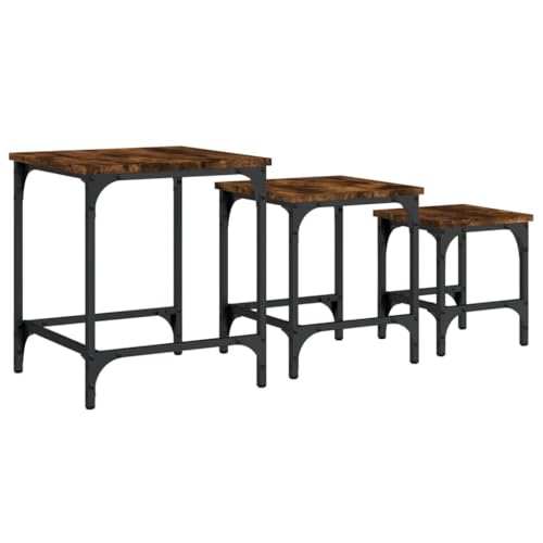 KTHLBRH Beistelltisch Klein Beistelltisch Couch Kleiner Tisch Outdoor Wohnzimmer Möbel - Satztische 3 STK. Räuchereiche Holzwerkstoff für Küche Balkon Schlafzimmer Garten KTHLBRH Beistelltisch Klein Beistelltisch Couch Kleiner Tisch Outdoor Wohnzimmer Möbel - Satztische 3 STK. Räuchereiche Holzwerkstoff für Küche Balkon Schlafzimmer Garten von KTHLBRH