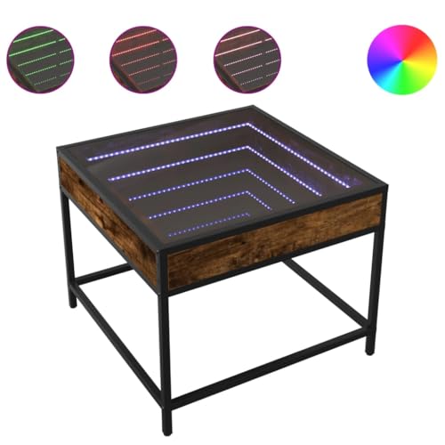 KTHLBRH Beistelltisch Schmal Kleiner Tisch Outdoor Wohnzimmer Möbel Gartentisch Klein - Couchtisch mit Infinity-LED Räuchereiche 50x50x41 cm für Garten Wohnzimmer Küche Balkon KTHLBRH Beistelltisch Schmal Kleiner Tisch Outdoor Wohnzimmer Möbel Gartentisch Klein - Couchtisch mit Infinity-LED Räuchereiche 50x50x41 cm für Garten Wohnzimmer Küche Balkon von KTHLBRH