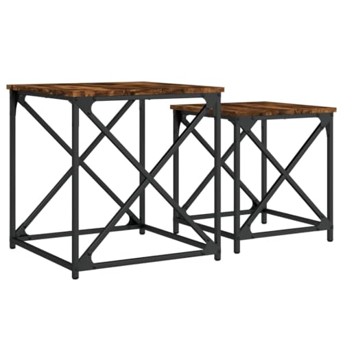 KTHLBRH Beistelltisch Schmal Kleiner Tisch Outdoor Wohnzimmer Möbel Gartentisch Klein - Satztische 2 STK. Räuchereiche Holzwerkstoff für Wohnzimmer Küche Schlafzimmer Balkon von KTHLBRH