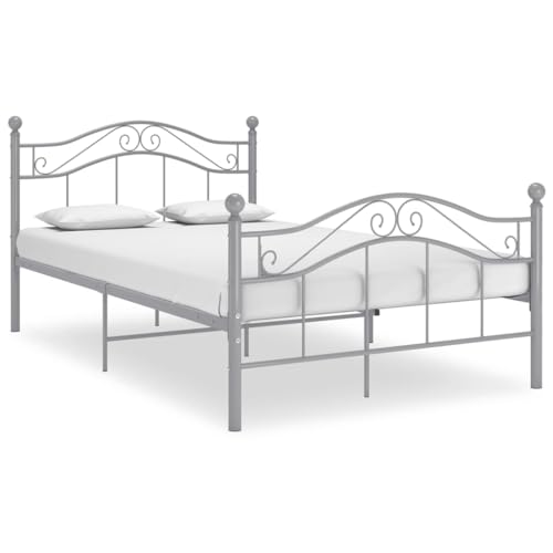 KTHLBRH Betten Kopfteil Bett Doppelbett Bett Grau Metall 120x200 cm Geeignet für Familienzimmer von KTHLBRH