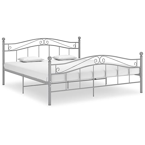 KTHLBRH Betten Kopfteil Bett Doppelbett Bett Grau Metall 140x200 cm Geeignet für Familienzimmer von KTHLBRH