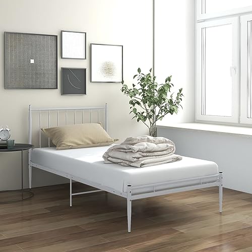 KTHLBRH Betten Kopfteil Bett Doppelbett Bett Weiß Metall 100x200 cm Geeignet für Familienzimmer von KTHLBRH