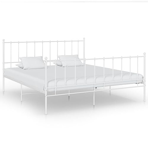 KTHLBRH Betten Kopfteil Bett Doppelbett Bett Weiß Metall 140x200 cm Geeignet für Familienzimmer von KTHLBRH