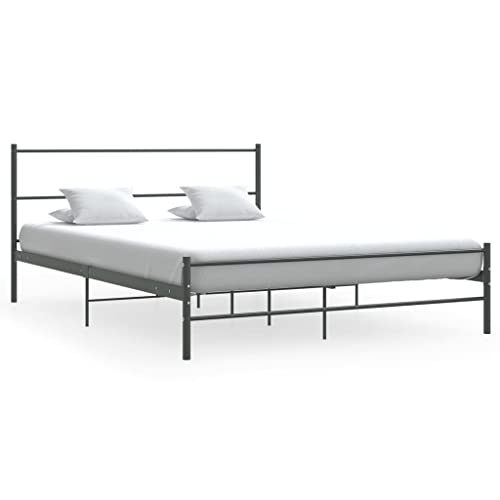 KTHLBRH Betten Kopfteil Bett Doppelbett Bettgestell Grau Metall 140×200 cm Geeignet für Familienzimmer von KTHLBRH
