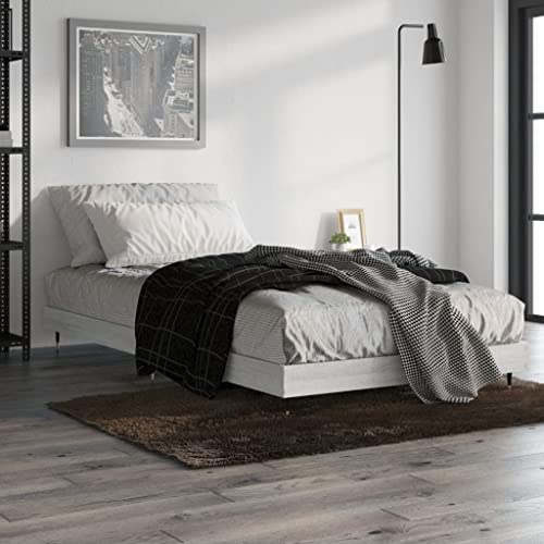 KTHLBRH Betten Kopfteil Bett Doppelbett Bettgestell Grau Sonoma 90x200 cm Holzwerkstoff Geeignet für Familienzimmer von KTHLBRH