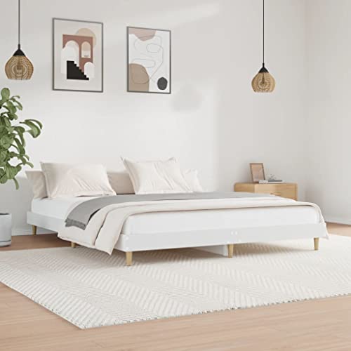 KTHLBRH Betten Kopfteil Bett Doppelbett Bettgestell Weiß 140x200 cm Holzwerkstoff Geeignet für Familienzimmer von KTHLBRH