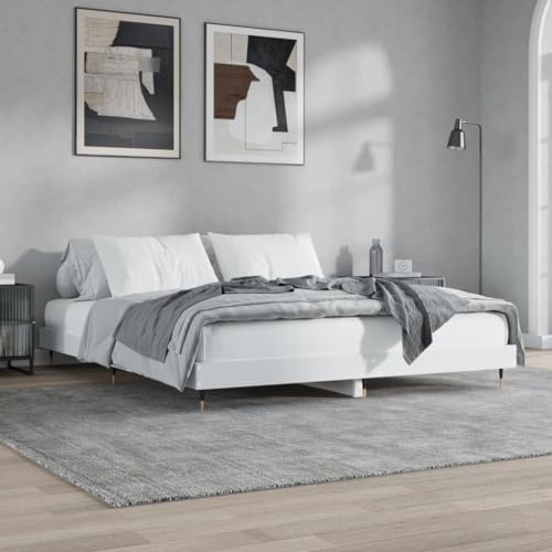 KTHLBRH Betten Kopfteil Bett Doppelbett Bettgestell Weiß 160x200 cm Holzwerkstoff Geeignet für Familienzimmer von KTHLBRH