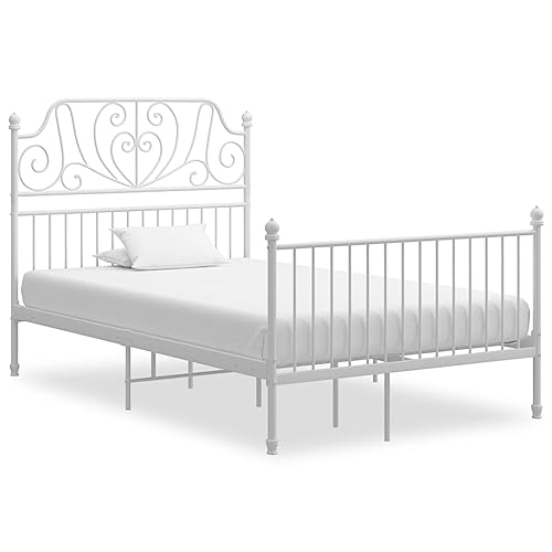 KTHLBRH Betten Kopfteil Bett Doppelbett Bettgestell Weiß Metall 120x200 cm Geeignet für Familienzimmer von KTHLBRH