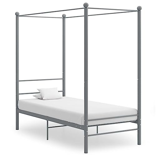 KTHLBRH Betten Kopfteil Bett Doppelbett Himmelbett Grau Metall 100x200 cm Geeignet für Familienzimmer von KTHLBRH