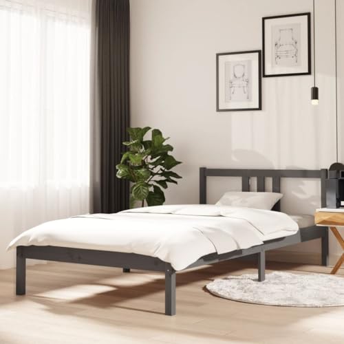 KTHLBRH Betten Kopfteil Bett Doppelbett Massivholzbett Grau 100x200 cm Geeignet für Familienzimmer von KTHLBRH