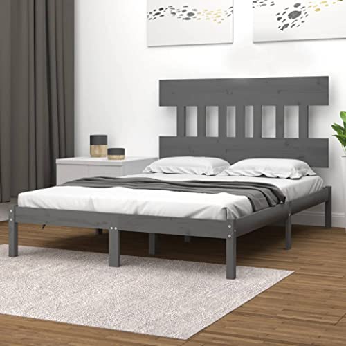 KTHLBRH Betten Kopfteil Bett Doppelbett Massivholzbett Grau 120x200 cm Geeignet für Familienzimmer von KTHLBRH