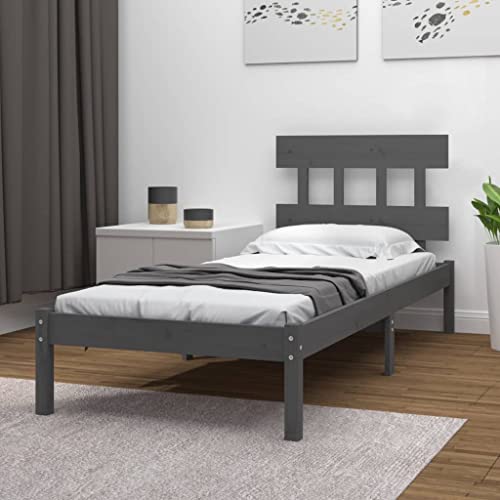 KTHLBRH Betten Kopfteil Bett Doppelbett Massivholzbett Grau 90x200 cm Geeignet für Familienzimmer von KTHLBRH