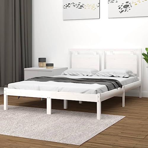 KTHLBRH Betten Kopfteil Bett Doppelbett Massivholzbett Weiß 120x200 cm Geeignet für Familienzimmer von KTHLBRH