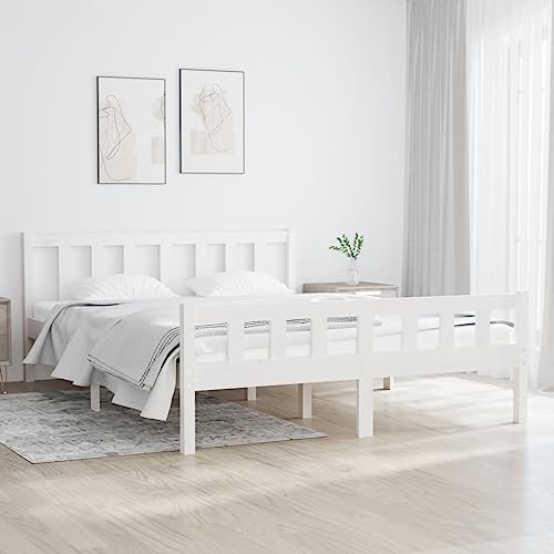 KTHLBRH Betten Kopfteil Bett Doppelbett Massivholzbett Weiß 140x190 cm Geeignet für Familienzimmer von KTHLBRH