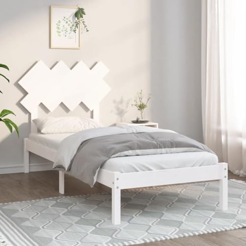 KTHLBRH Betten Kopfteil Bett Doppelbett Massivholzbett Weiß 90x190 cm 3FT Single Geeignet für Familienzimmer von KTHLBRH