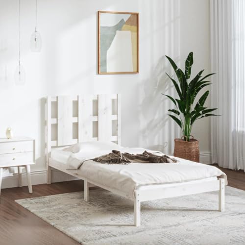 KTHLBRH Betten Kopfteil Bett Doppelbett Massivholzbett Weiß 90x190 cm 3FT Single Geeignet für Familienzimmer von KTHLBRH