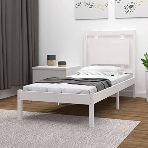 KTHLBRH Betten Kopfteil Bett Doppelbett Massivholzbett Weiß 90x200 cm Geeignet für Familienzimmer von KTHLBRH