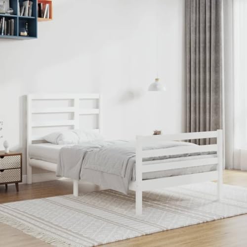 KTHLBRH Betten Kopfteil Bett Doppelbett Massivholzbett Weiß 90x200 cm Geeignet für Familienzimmer von KTHLBRH