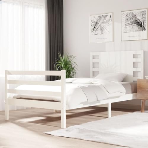 KTHLBRH Betten Kopfteil Bett Doppelbett Massivholzbett Weiß Kiefer 90x200 cm Geeignet für Familienzimmer von KTHLBRH