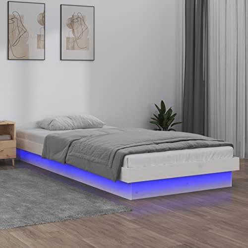 KTHLBRH Betten Kopfteil Bett Doppelbett Massivholzbett mit LED Weiß 90x200 cm Geeignet für Familienzimmer KTHLBRH Betten Kopfteil Bett Doppelbett Massivholzbett mit LED Weiß 90x200 cm Geeignet für Familienzimmer von KTHLBRH