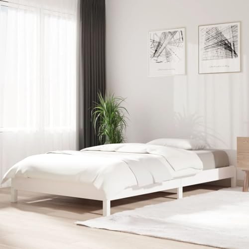 KTHLBRH Betten Kopfteil Bett Doppelbett Stapelbett Weiß 90x200 cm Massivholz Kiefer Geeignet für Familienzimmer von KTHLBRH