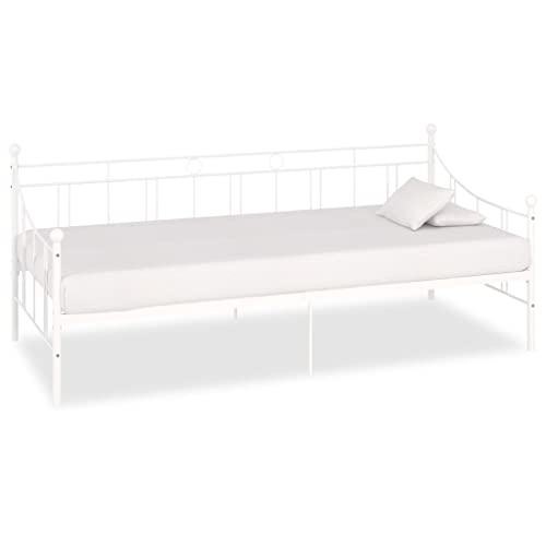 KTHLBRH Betten Kopfteil Bett Doppelbett Tagesbett-Rahmen Weiß Metall 90×200 cm Geeignet für Familienzimmer von KTHLBRH