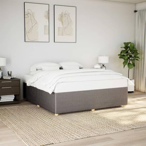 KTHLBRH Bettgestell Familienbett Doppelbett Schlafzimmer möbel Bettgestell ohne Matratze Taupe 200x200 cm Stoff von KTHLBRH