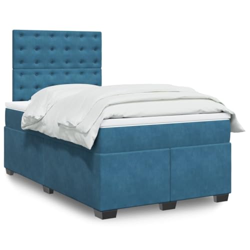 KTHLBRH Bettgestell Familienbett Doppelbett Schlafzimmer möbel Boxspringbett mit Matratze Blau 120x190 cm Samt von KTHLBRH