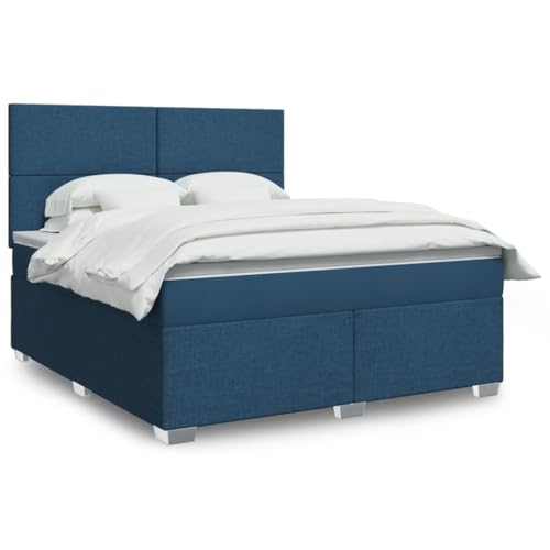 KTHLBRH Bettgestell Familienbett Doppelbett Schlafzimmer möbel Boxspringbett mit Matratze Blau 180x200 cm Stoff von KTHLBRH