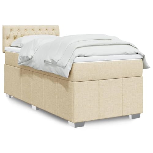 KTHLBRH Bettgestell Familienbett Doppelbett Schlafzimmer möbel Boxspringbett mit Matratze Creme 100x200 cm Stoff KTHLBRH Bettgestell Familienbett Doppelbett Schlafzimmer möbel Boxspringbett mit Matratze Creme 100x200 cm Stoff von KTHLBRH