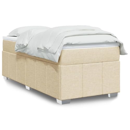 KTHLBRH Bettgestell Familienbett Doppelbett Schlafzimmer möbel Boxspringbett mit Matratze Creme 100x200 cm Stoff KTHLBRH Bettgestell Familienbett Doppelbett Schlafzimmer möbel Boxspringbett mit Matratze Creme 100x200 cm Stoff von KTHLBRH
