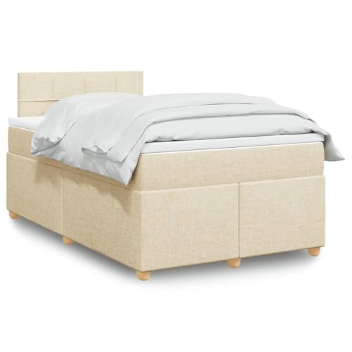 KTHLBRH Bettgestell Familienbett Doppelbett Schlafzimmer möbel Boxspringbett mit Matratze Creme 120x190 cm Stoff von KTHLBRH