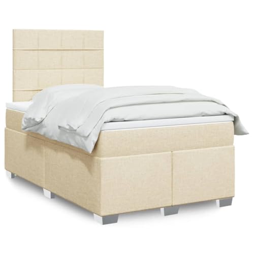 KTHLBRH Bettgestell Familienbett Doppelbett Schlafzimmer möbel Boxspringbett mit Matratze Creme 120x190 cm Stoff von KTHLBRH