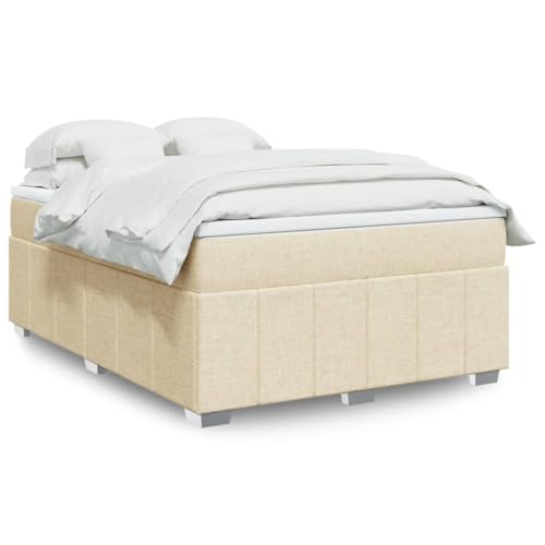 KTHLBRH Bettgestell Familienbett Doppelbett Schlafzimmer möbel Boxspringbett mit Matratze Creme 160x200 cm Stoff von KTHLBRH