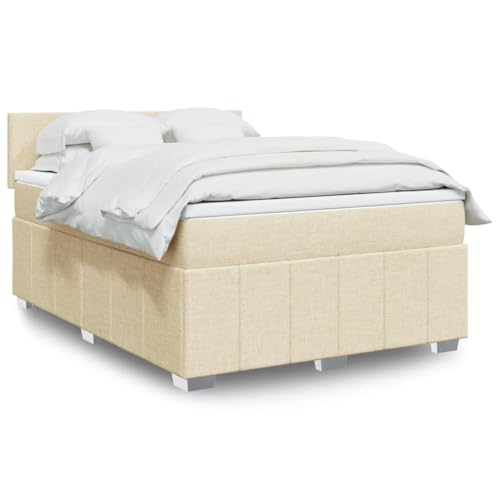 KTHLBRH Bettgestell Familienbett Doppelbett Schlafzimmer möbel Boxspringbett mit Matratze Creme 160x200 cm Stoff KTHLBRH Bettgestell Familienbett Doppelbett Schlafzimmer möbel Boxspringbett mit Matratze Creme 160x200 cm Stoff von KTHLBRH