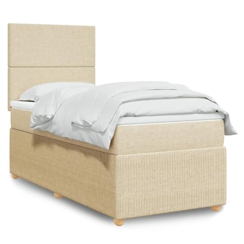 KTHLBRH Bettgestell Familienbett Doppelbett Schlafzimmer möbel Boxspringbett mit Matratze Creme 90x200 cm Stoff KTHLBRH Bettgestell Familienbett Doppelbett Schlafzimmer möbel Boxspringbett mit Matratze Creme 90x200 cm Stoff von KTHLBRH