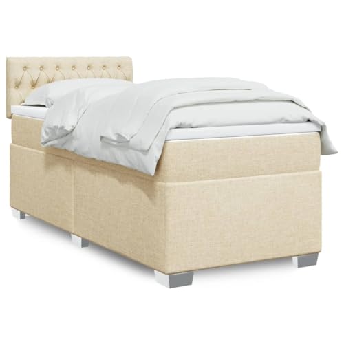 KTHLBRH Bettgestell Familienbett Doppelbett Schlafzimmer möbel Boxspringbett mit Matratze Creme 90x200 cm Stoff KTHLBRH Bettgestell Familienbett Doppelbett Schlafzimmer möbel Boxspringbett mit Matratze Creme 90x200 cm Stoff von KTHLBRH