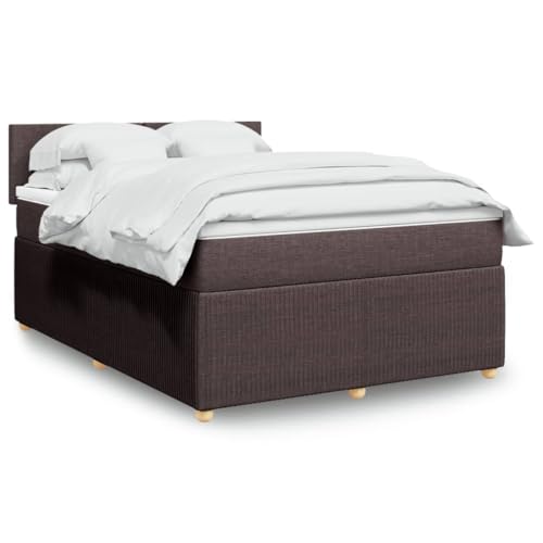 KTHLBRH Bettgestell Familienbett Doppelbett Schlafzimmer möbel Boxspringbett mit Matratze Dunkelbraun 140x200 cm Stoff von KTHLBRH