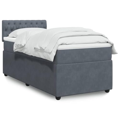 KTHLBRH Bettgestell Familienbett Doppelbett Schlafzimmer möbel Boxspringbett mit Matratze Dunkelgrau 100x200 cm Samt von KTHLBRH
