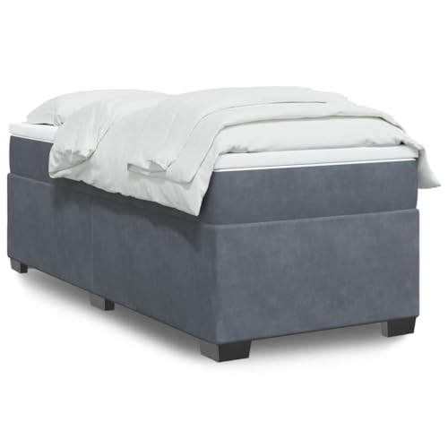 KTHLBRH Bettgestell Familienbett Doppelbett Schlafzimmer möbel Boxspringbett mit Matratze Dunkelgrau 80x200 cm Samt von KTHLBRH