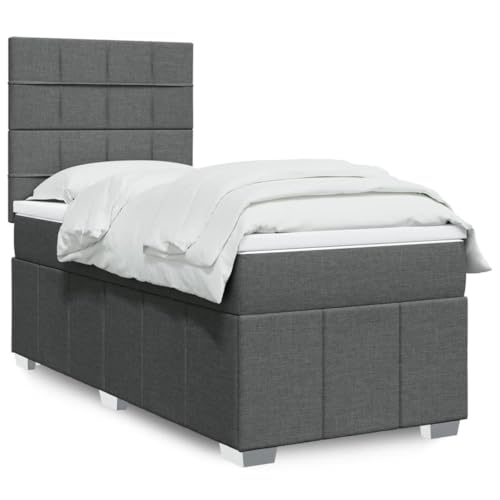KTHLBRH Bettgestell Familienbett Doppelbett Schlafzimmer möbel Boxspringbett mit Matratze Dunkelgrau 90x190 cm Stoff von KTHLBRH