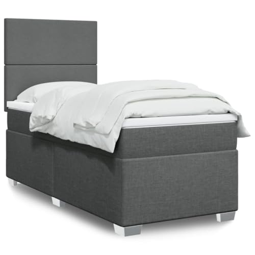 KTHLBRH Bettgestell Familienbett Doppelbett Schlafzimmer möbel Boxspringbett mit Matratze Dunkelgrau 90x200 cm Stoff von KTHLBRH
